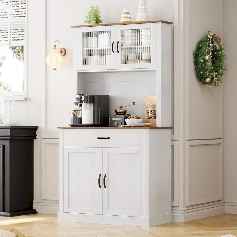 Meuble de cuisine, armoire de rangement de 71 po de haut avec support pour micro-ondes, buffet autoportant pour la maison