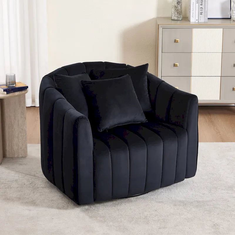 Fauteuil d'appoint pivotant en velours moderne, fauteuil de canapé avec oreillers