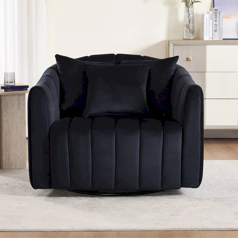 Fauteuil d'appoint pivotant en velours moderne, fauteuil de canapé avec oreillers
