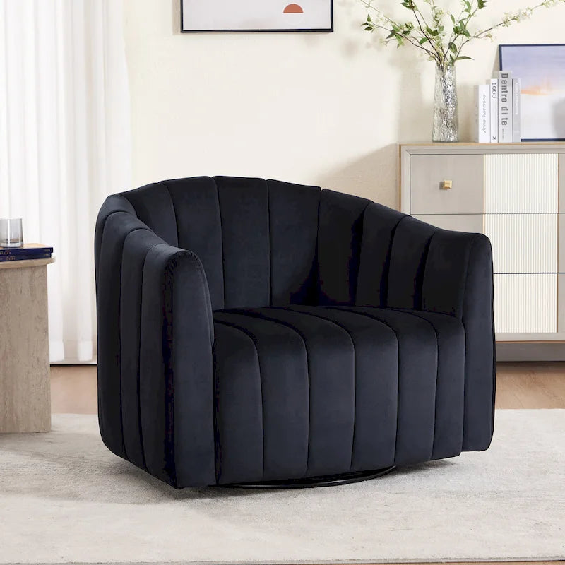Fauteuil d'appoint pivotant en velours moderne, fauteuil de canapé avec oreillers