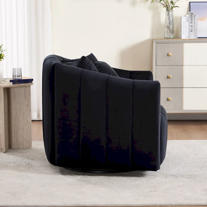 Fauteuil d'appoint pivotant en velours moderne, fauteuil de canapé avec oreillers