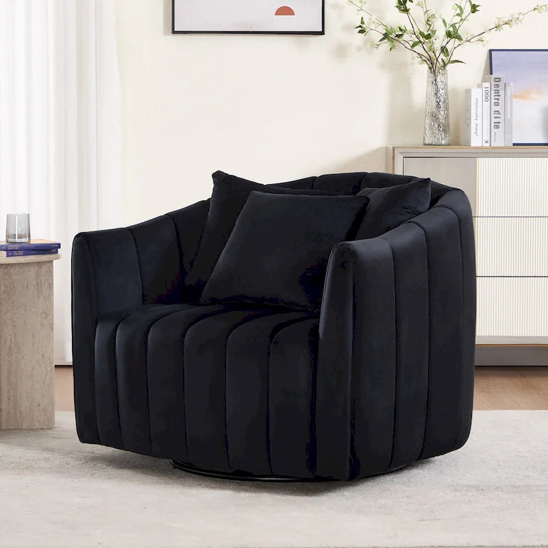 Fauteuil d'appoint pivotant en velours moderne, fauteuil de canapé avec oreillers