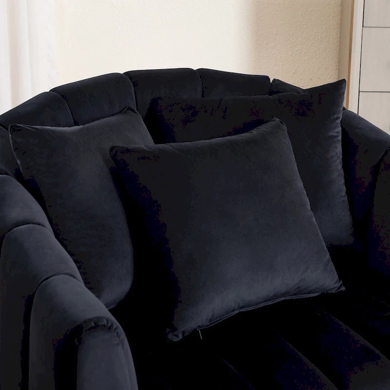 Fauteuil d'appoint pivotant en velours moderne, fauteuil de canapé avec oreillers
