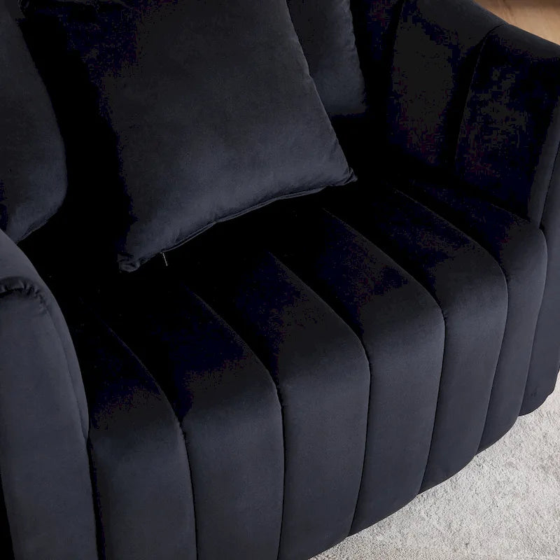 Fauteuil d'appoint pivotant en velours moderne, fauteuil de canapé avec oreillers