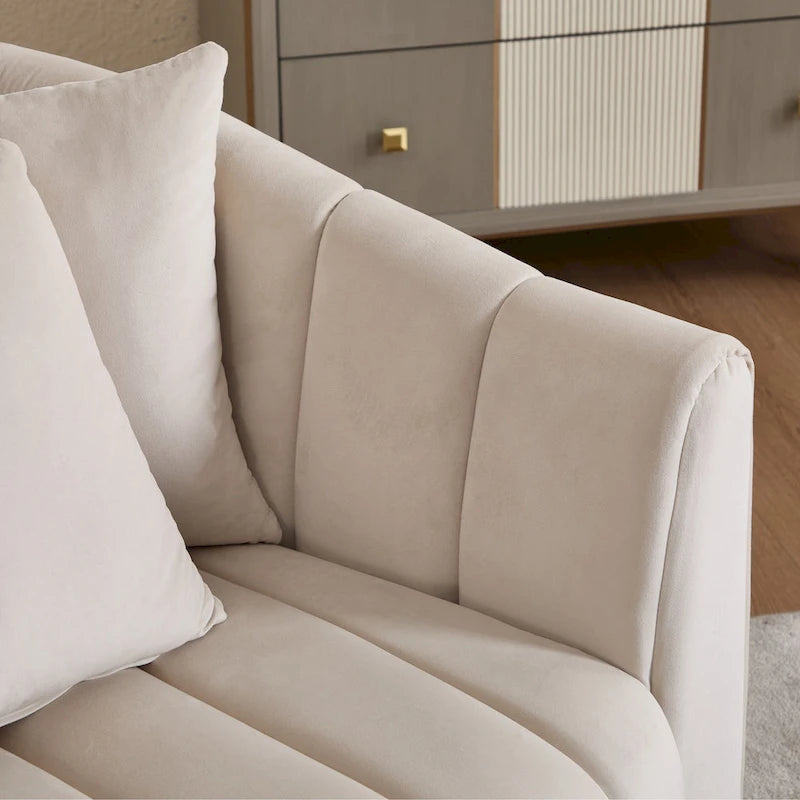 Fauteuil d'appoint pivotant en velours moderne, fauteuil de canapé avec oreillers