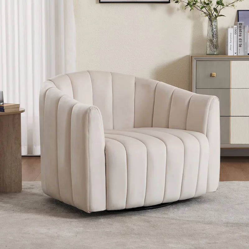 Fauteuil d'appoint pivotant en velours moderne, fauteuil de canapé avec oreillers