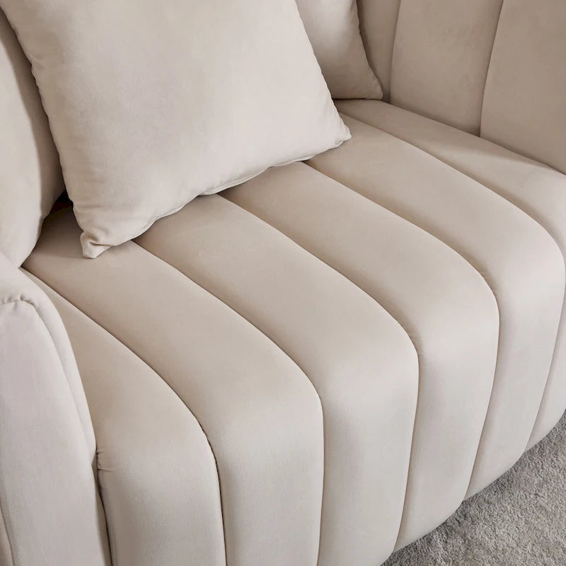 Fauteuil d'appoint pivotant en velours moderne, fauteuil de canapé avec oreillers