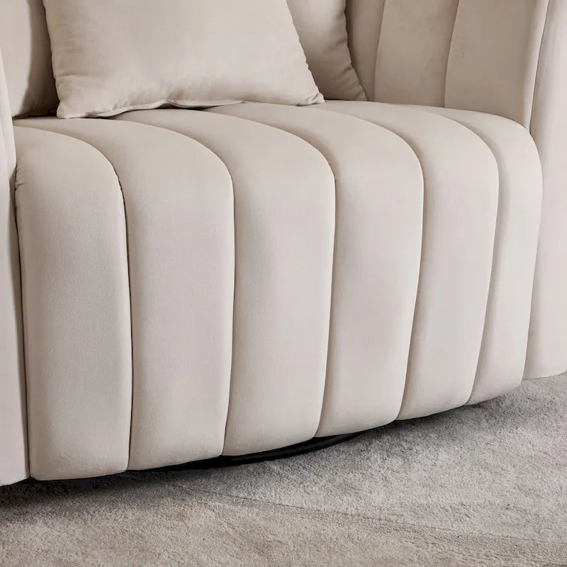 Fauteuil d'appoint pivotant en velours moderne, fauteuil de canapé avec oreillers