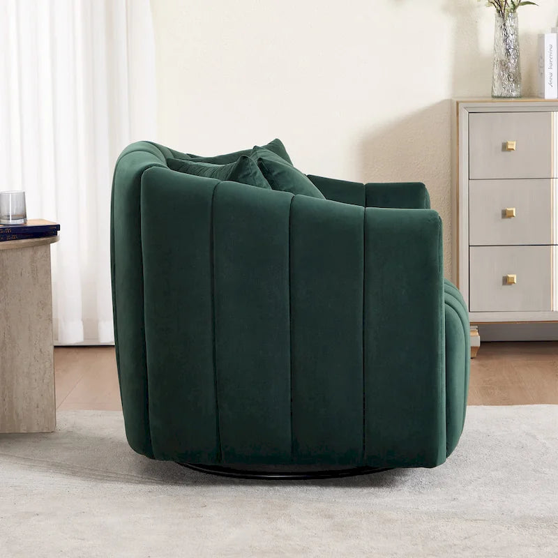 Fauteuil d'appoint pivotant en velours moderne, fauteuil de canapé avec oreillers