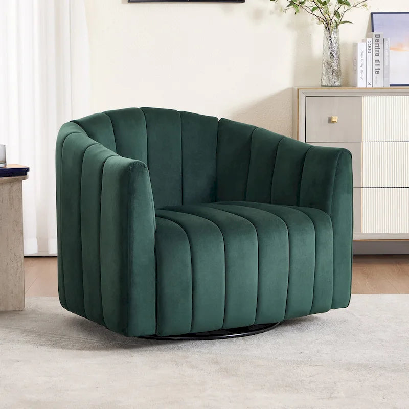 Fauteuil d'appoint pivotant en velours moderne, fauteuil de canapé avec oreillers