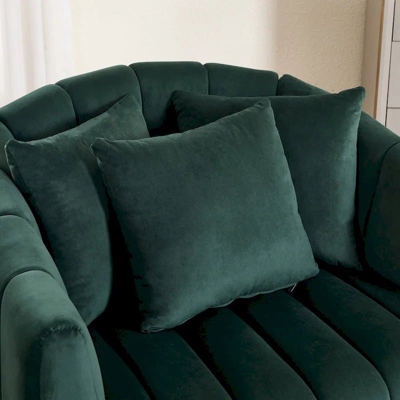 Fauteuil d'appoint pivotant en velours moderne, fauteuil de canapé avec oreillers