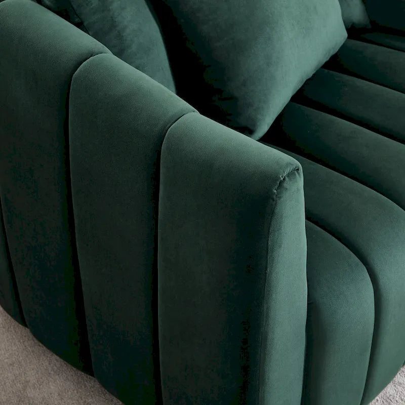 Fauteuil d'appoint pivotant en velours moderne, fauteuil de canapé avec oreillers