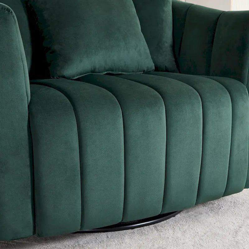 Fauteuil d'appoint pivotant en velours moderne, fauteuil de canapé avec oreillers