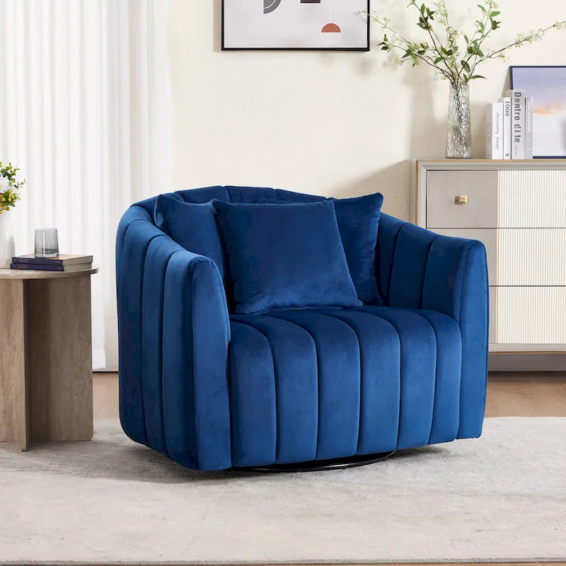Fauteuil d'appoint pivotant en velours moderne, fauteuil de canapé avec oreillers