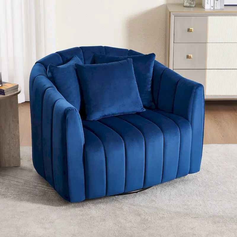 Fauteuil d'appoint pivotant en velours moderne, fauteuil de canapé avec oreillers