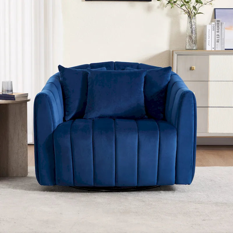 Fauteuil d'appoint pivotant en velours moderne, fauteuil de canapé avec oreillers