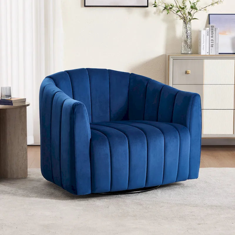 Fauteuil d'appoint pivotant en velours moderne, fauteuil de canapé avec oreillers