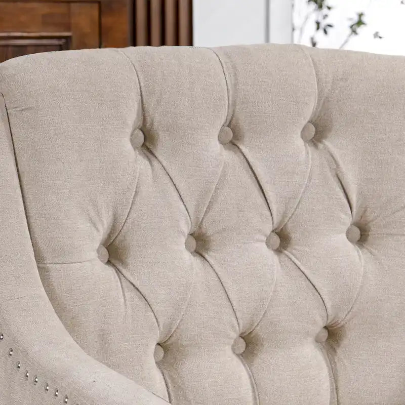 Fauteuil d'appoint en lin avec pieds en bois massif, fauteuil de salon individuel de style moderne du milieu du siècle pour le salon et la chambre à coucher
