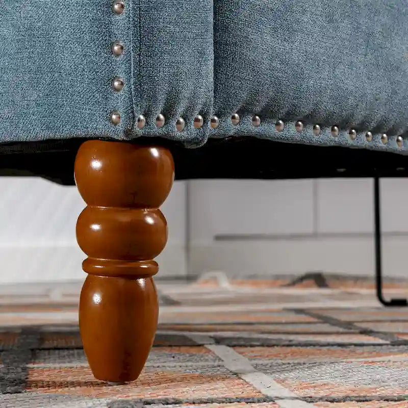 Fauteuil d'appoint en lin avec pieds en bois massif, fauteuil de salon individuel de style moderne du milieu du siècle pour le salon et la chambre à coucher