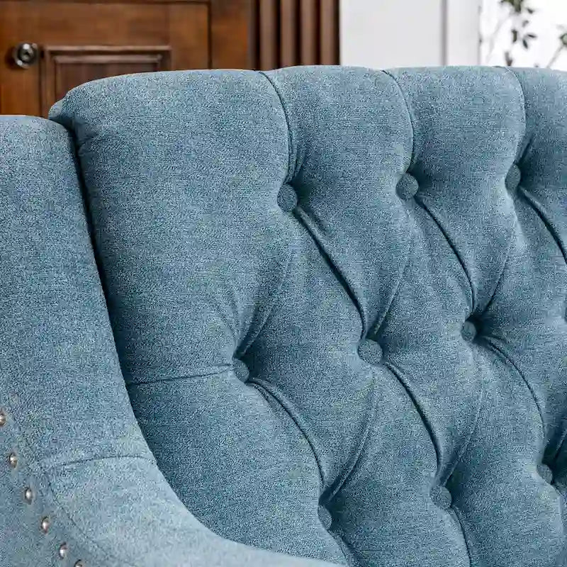 Fauteuil d'appoint en lin avec pieds en bois massif, fauteuil de salon individuel de style moderne du milieu du siècle pour le salon et la chambre à coucher