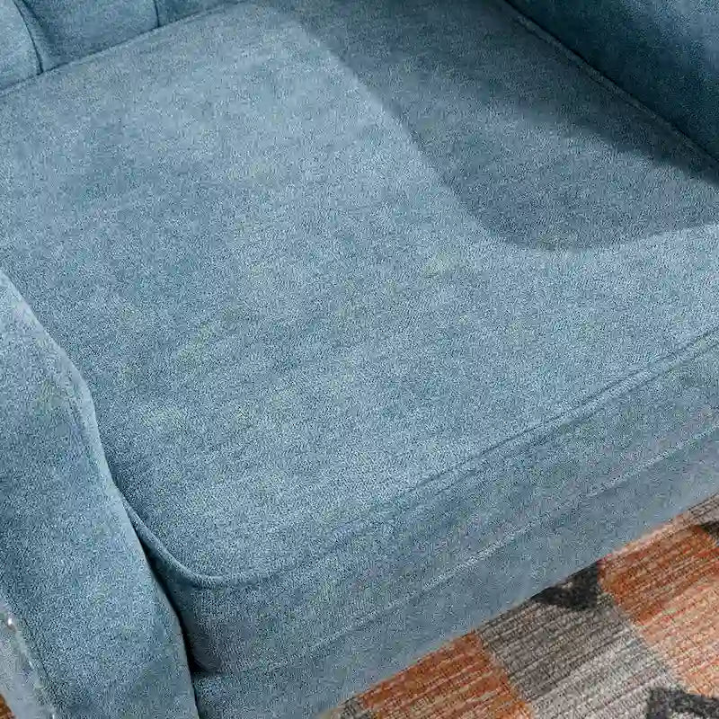 Fauteuil d'appoint en lin avec pieds en bois massif, fauteuil de salon individuel de style moderne du milieu du siècle pour le salon et la chambre à coucher