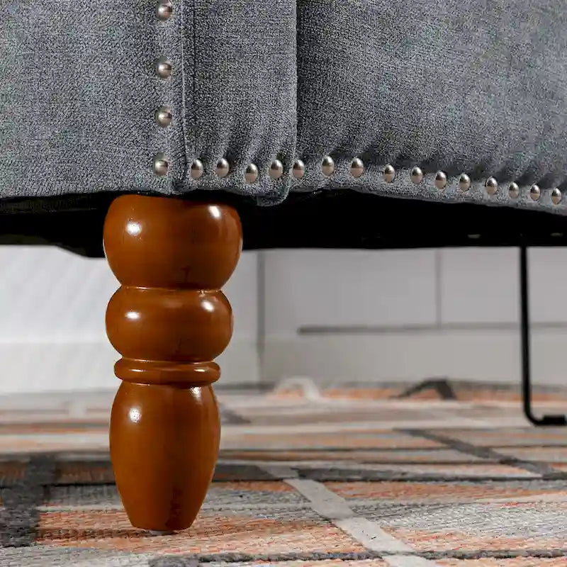 Fauteuil d'appoint en lin avec pieds en bois massif, fauteuil de salon individuel de style moderne du milieu du siècle pour le salon et la chambre à coucher