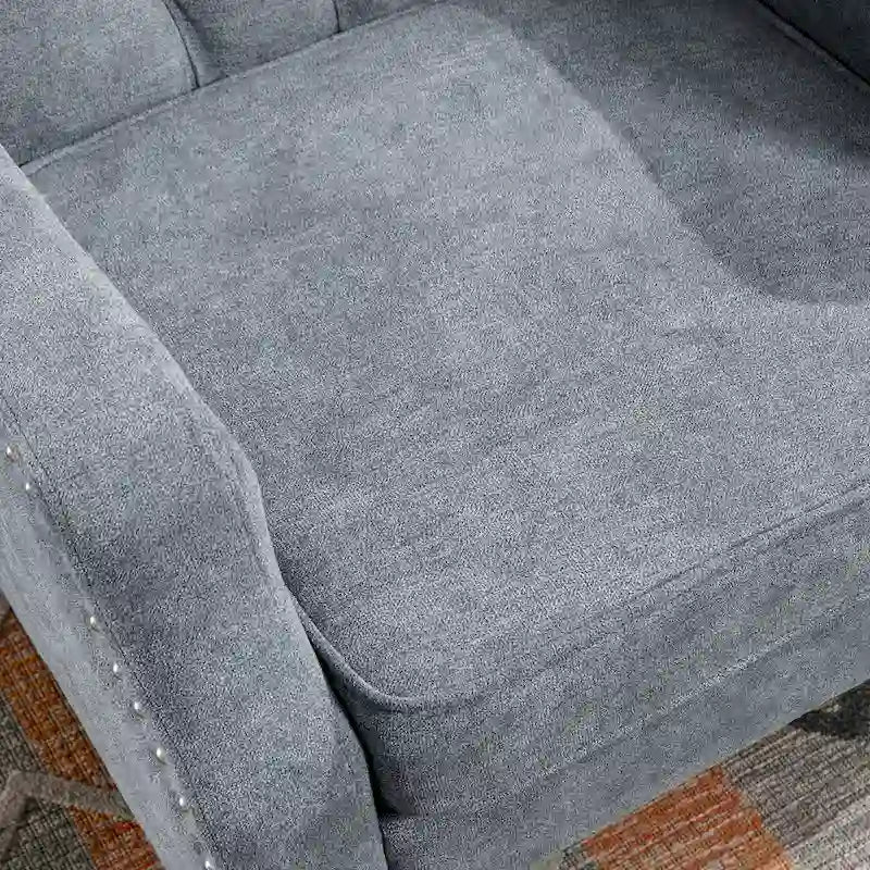 Fauteuil d'appoint en lin avec pieds en bois massif, fauteuil de salon individuel de style moderne du milieu du siècle pour le salon et la chambre à coucher