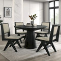 Ensemble de salle à manger rond moderne 5 pièces Evrena en bois massif noir de 48 pouces de Furniture of America