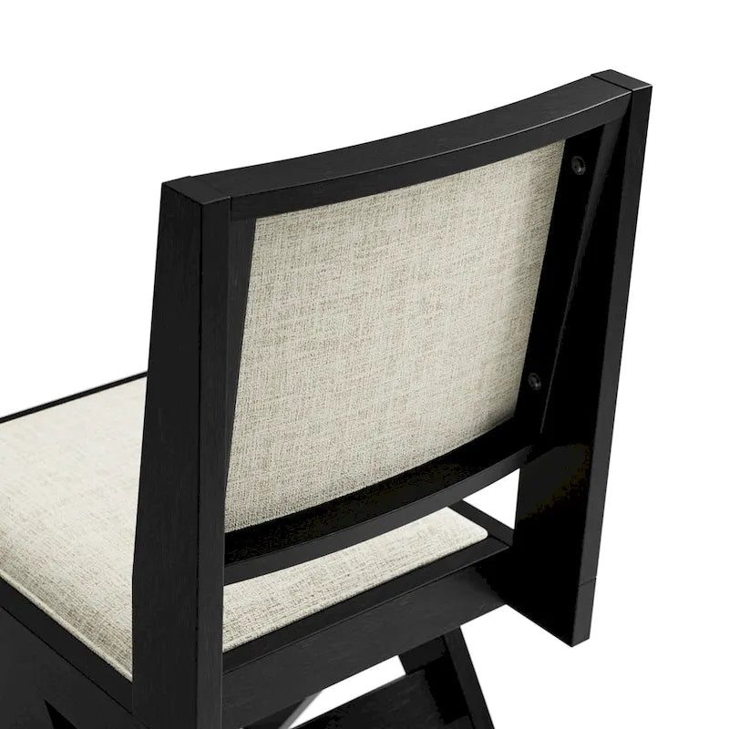 Ensemble de salle à manger rond moderne 5 pièces Evrena en bois massif noir de 48 pouces de Furniture of America