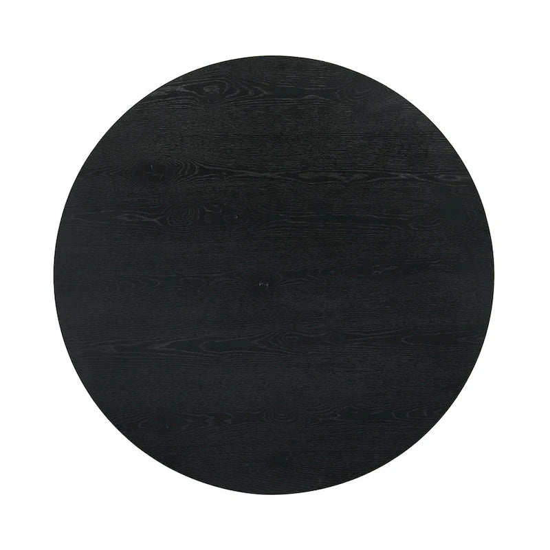 Ensemble de salle à manger rond moderne 5 pièces Evrena en bois massif noir de 48 pouces de Furniture of America