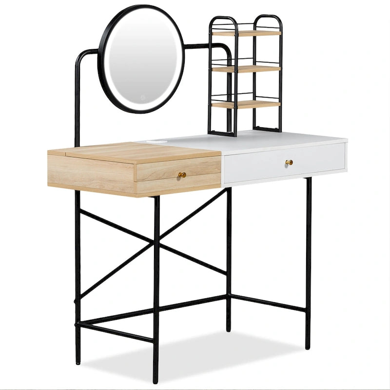 Coiffeuse moderne avec miroir et station de recharge sans fil