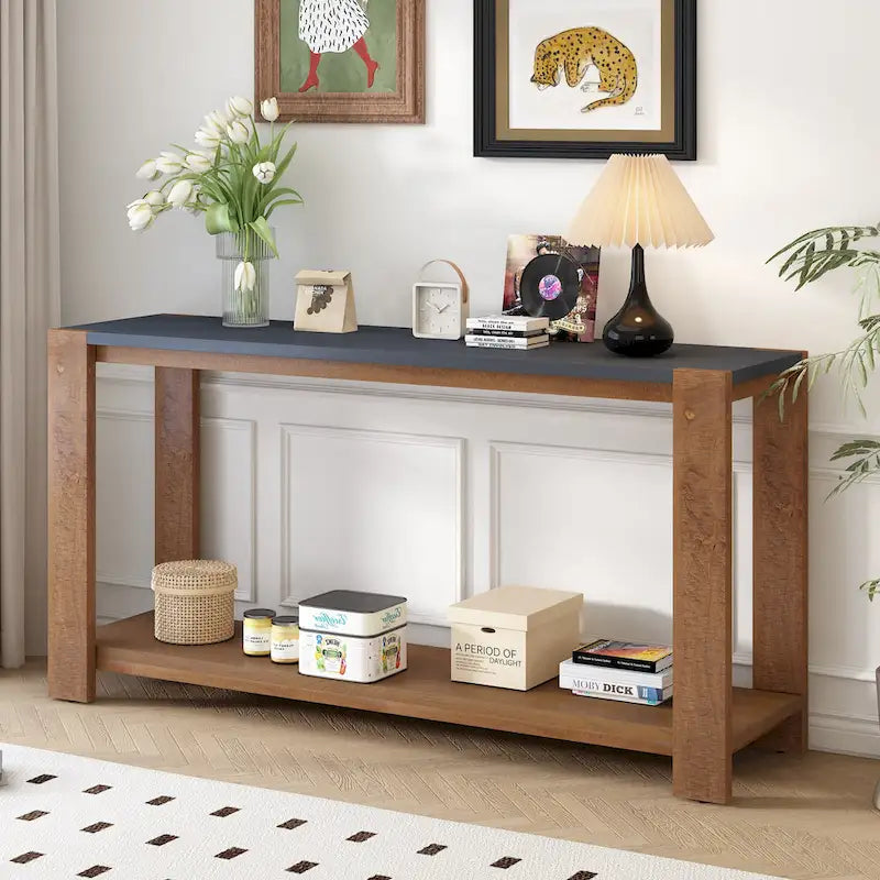 Console étroite d'entrée Table d'appoint avec étagère inférieure