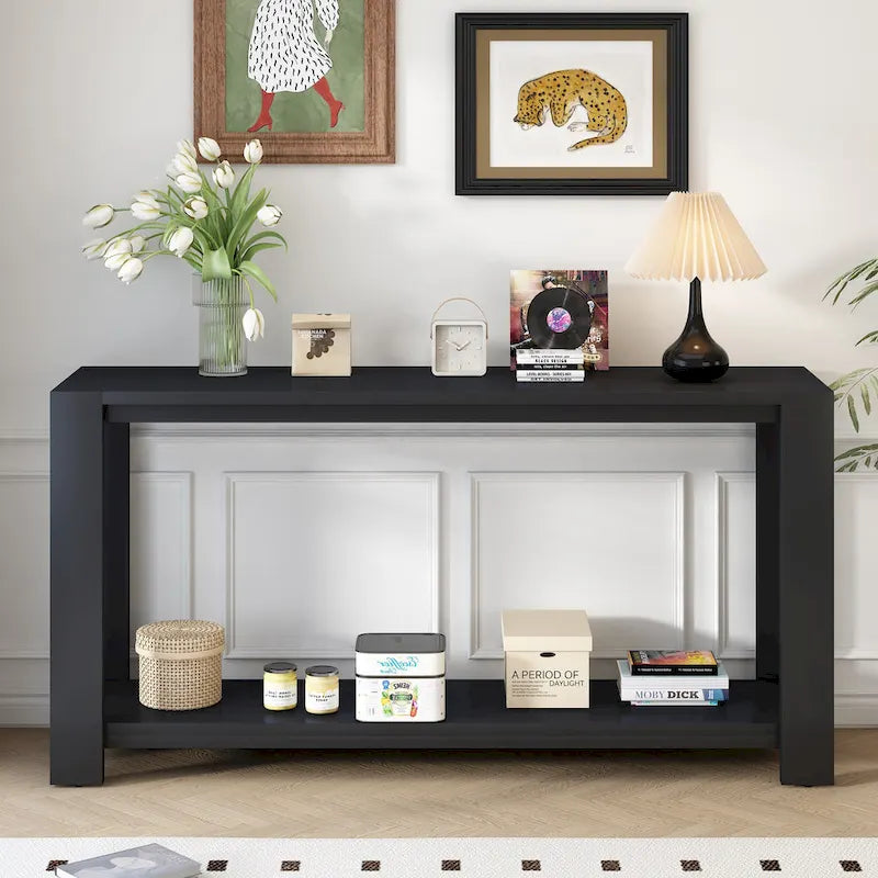 Console étroite d'entrée Table d'appoint avec étagère inférieure
