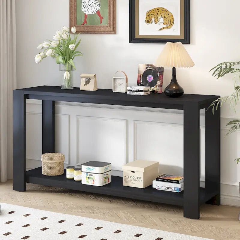 Console étroite d'entrée Table d'appoint avec étagère inférieure