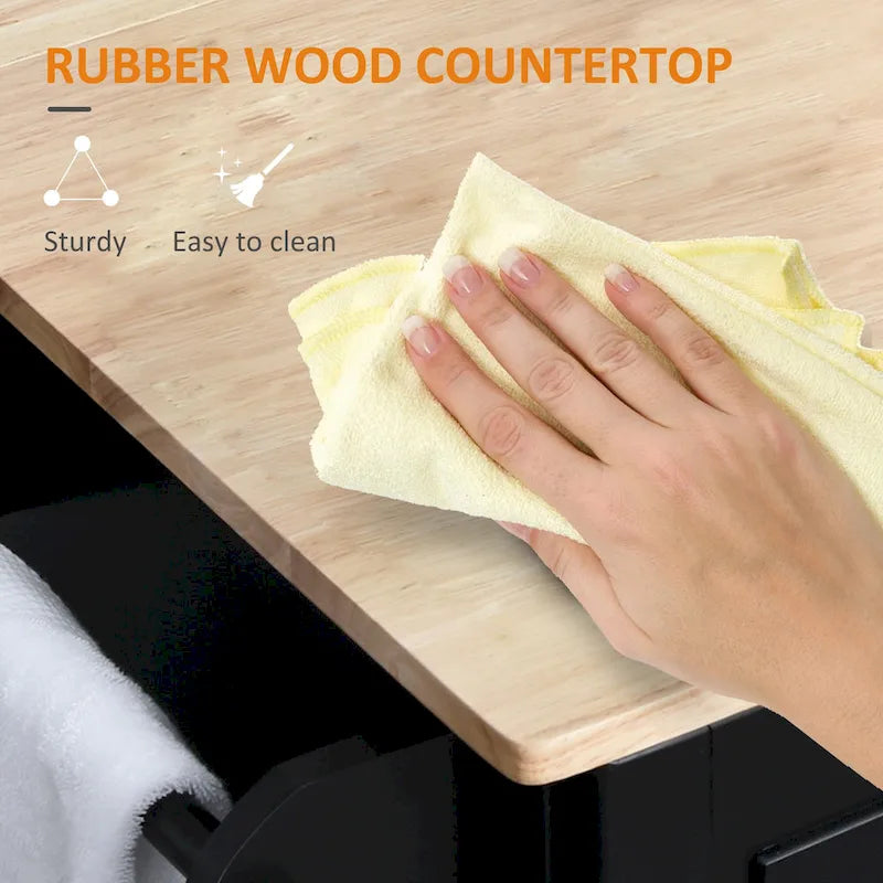 Îlot de cuisine mobile avec abattant (tabouret non inclus)