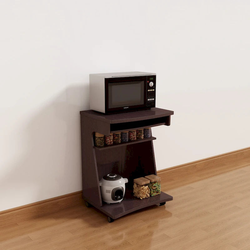 Chariot Utilitaire Chariot Micro-ondes Chariot de Cuisine Chariot d'Ordinateur Une Tablette Coulissante Deux Étagères (tabouret non inclus)