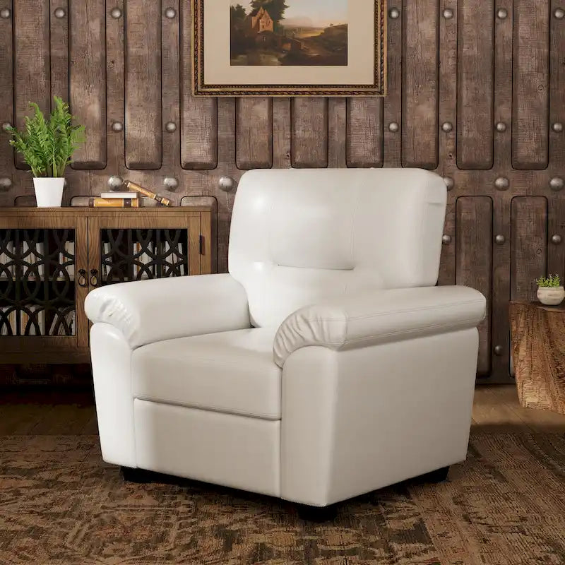 Ensemble de salon rembourré, 4 pièces - Fauteuil en similicuir, causeuse, canapé avec pouf
