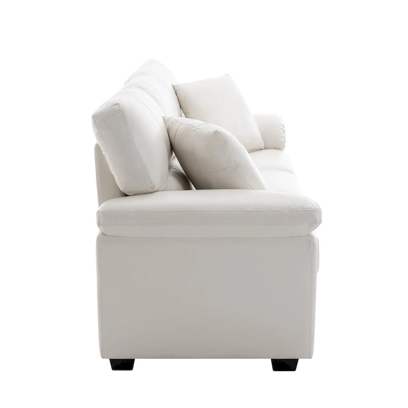 Ensemble de salon rembourré, 4 pièces - Fauteuil en similicuir, causeuse, canapé avec pouf
