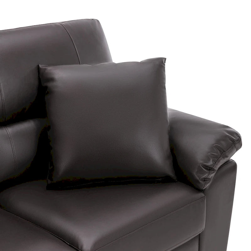 Ensemble de salon rembourré, 4 pièces - Fauteuil en similicuir, causeuse, canapé avec pouf