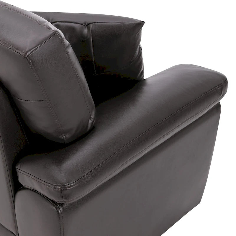 Ensemble de salon rembourré, 4 pièces - Fauteuil en similicuir, causeuse, canapé avec pouf
