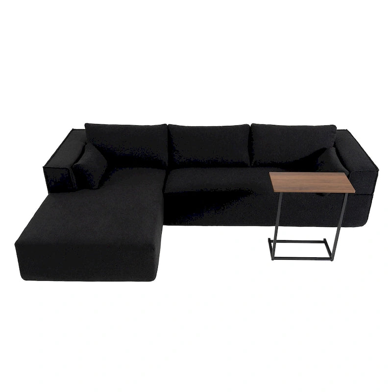 Canapé d'angle modulaire en L avec table d'appoint, méridienne, assise large
