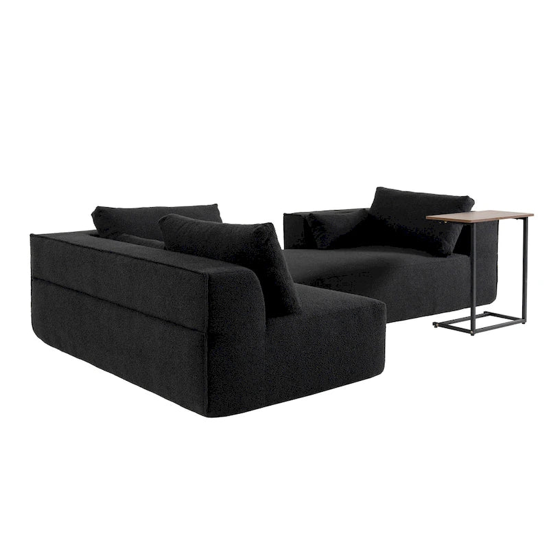 Canapé d'angle modulaire en L avec table d'appoint, méridienne, assise large