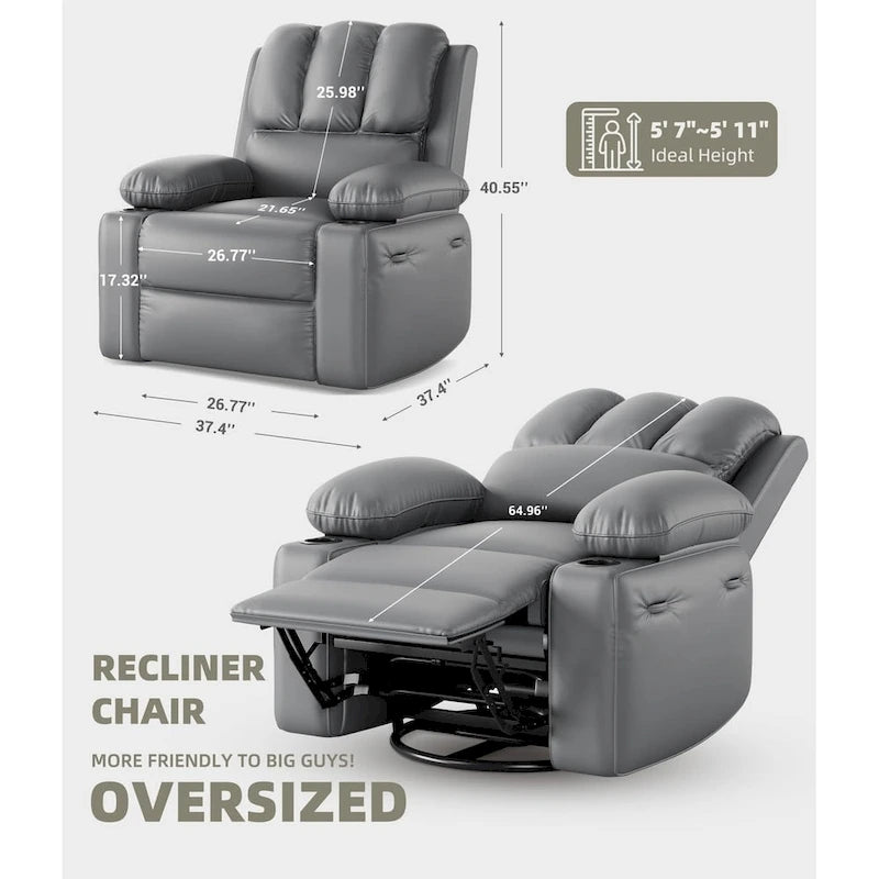 27 Fauteuils Inclinables Pivotants XXL avec Chauffage et Massage