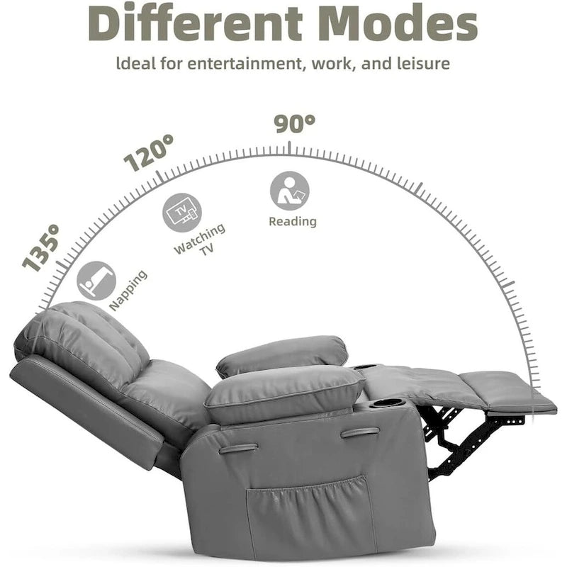 27 Fauteuils Inclinables Pivotants XXL avec Chauffage et Massage