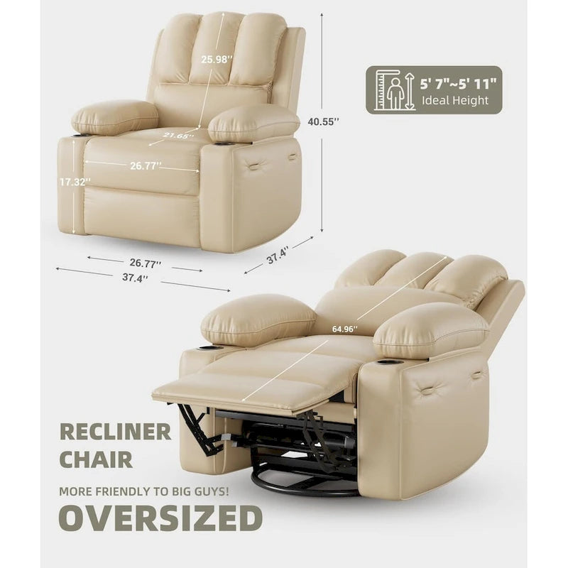 27 Fauteuils Inclinables Pivotants XXL avec Chauffage et Massage