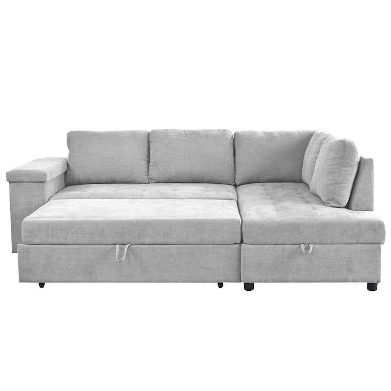 Canapé-lit d'angle 4 places avec lit gigogne et rangement 91,5 po