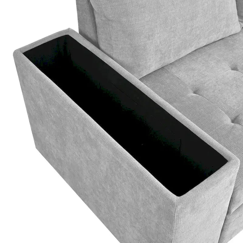Canapé-lit d'angle 4 places avec lit gigogne et rangement 91,5 po