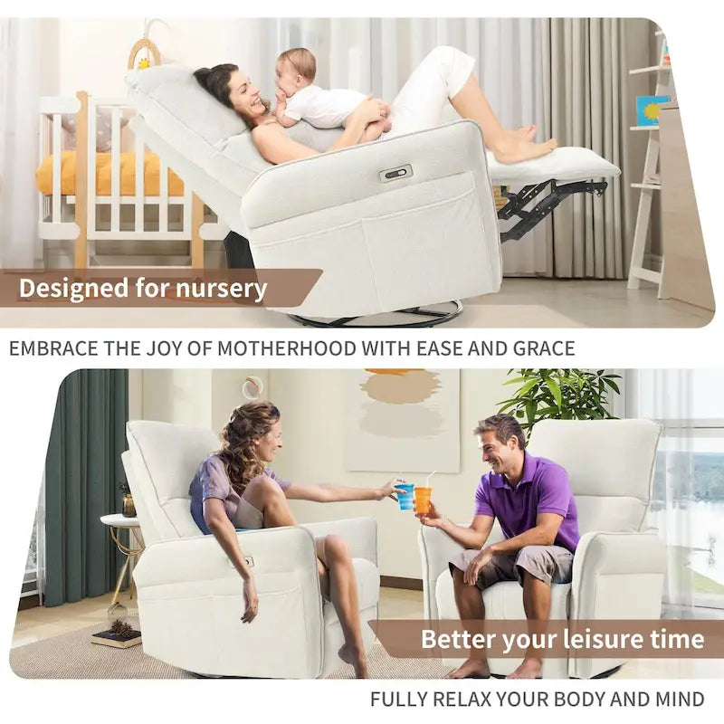 Fauteuil inclinable électrique pivotant 270° avec ports USB