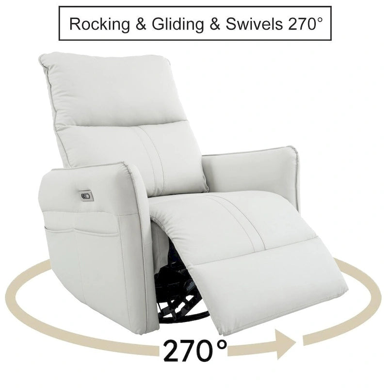 Fauteuil inclinable électrique pivotant 270° avec ports USB