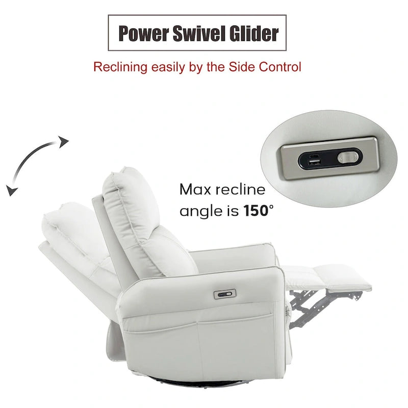 Fauteuil inclinable électrique pivotant 270° avec ports USB